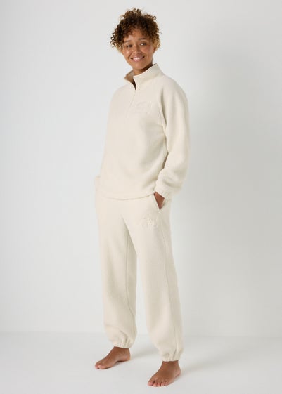 Cream Borg Loungewear Set