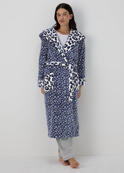 Navy Animal Print Dressing Gown