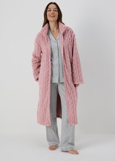 Pink Cable Knit Dressing Gown