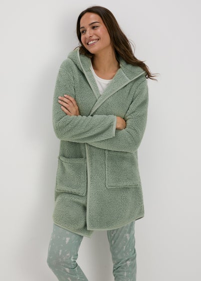 Green Fleece Lounge Cardigan