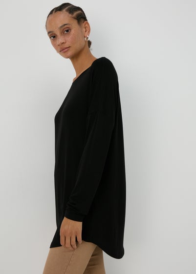 Black Long Sleeve Viscose T-Shirt