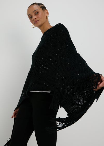 Black Sequin Poncho