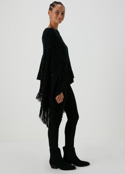 Black Sequin Poncho