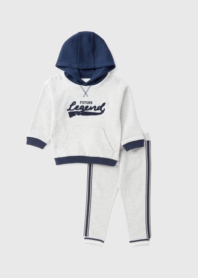 Boys Grey Varsity Style Hoodie & Jogging Bottoms Set (1-7yrs)