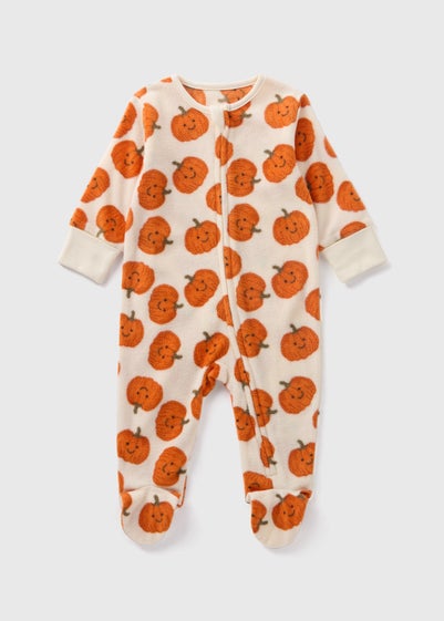 Baby Cream Pumpkin Fleece Sleepsuit (Newborn-18mths)