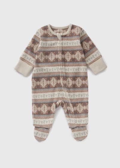 Baby Cream Fairisle Fleece Sleepsuit (Newborn-18mths)