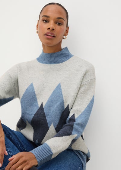 Blue Diamond Knitted Jumper