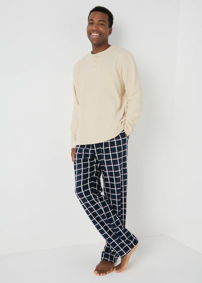 Stone Check Fleece Pyjama Set