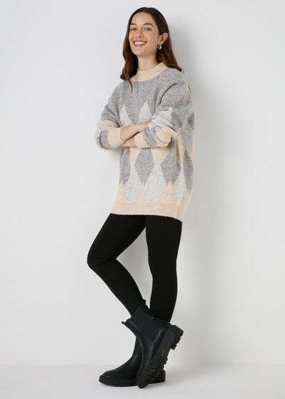 Beige Diamond Knitted Tunic