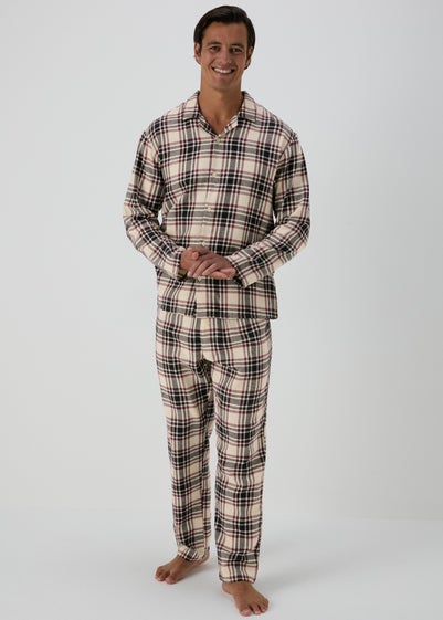 Ecru Check Brushed Pyjama Set