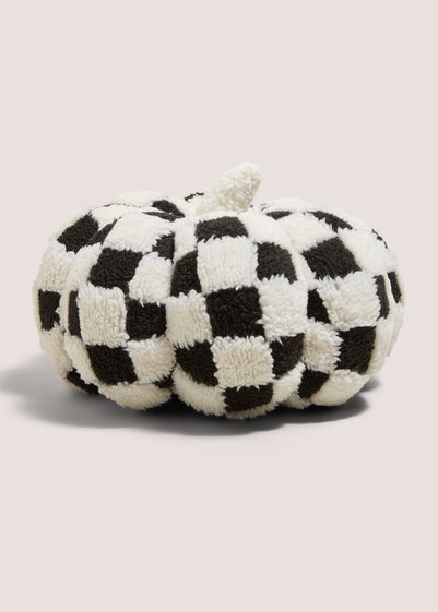 Black Checkerboard Pumpkin Cushion