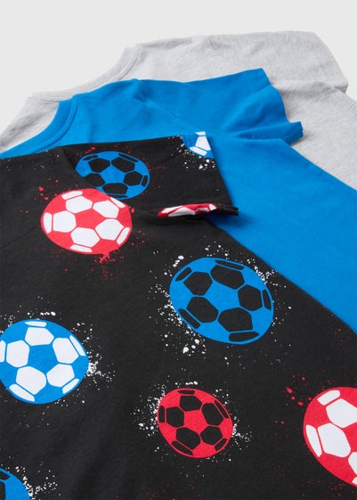 3 Pack Boys Multicolour Football Pyjama Sets (10-12yrs)