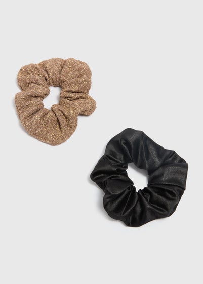 2 Pack Gold/ Black Textured Scrunchies