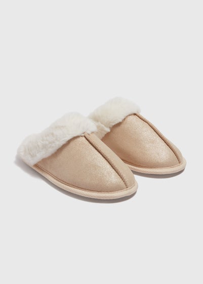 Girls Cream Snug Mule Slippers (Younger 10-Older 5)