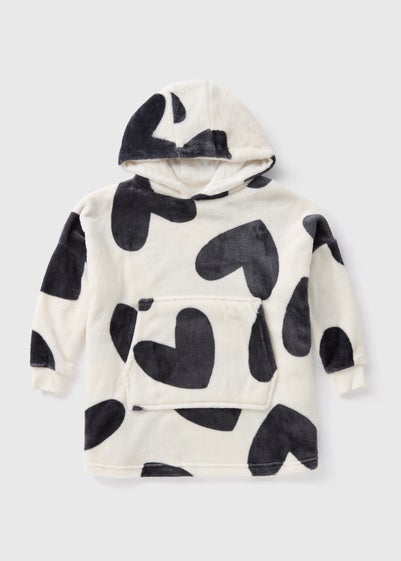 Girls Cream Heart Snuggle Hoodie (3-13yrs)