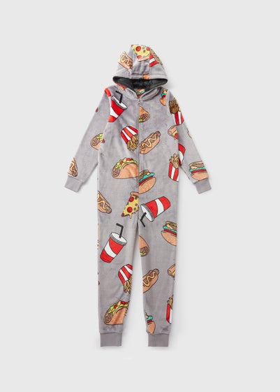 Boys Grey Food Onesie (10-12yrs)