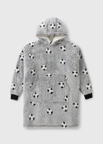 Boys Grey Football Snuggle Hoodie