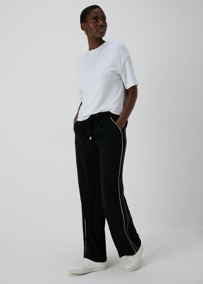 Et Vous Black Side Stripe Wide Leg Trousers