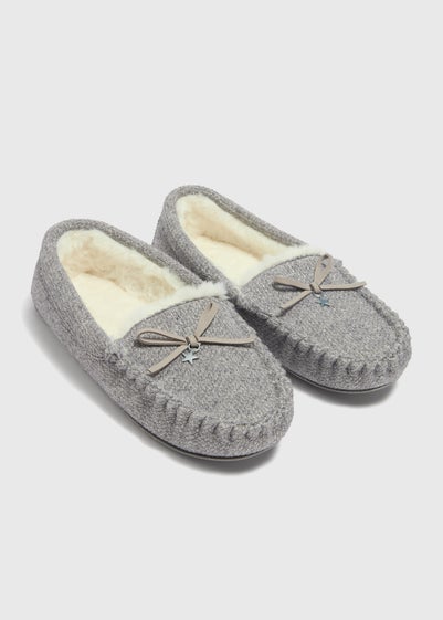 Grey Mocassin Slippers