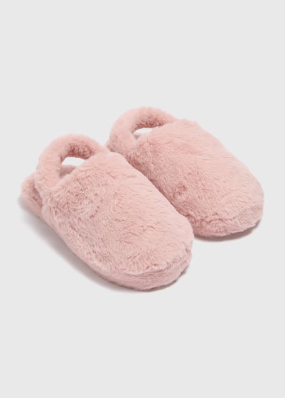 Pink Fur Sling Back Mule Slippers