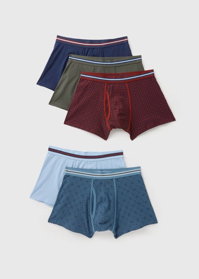 5 Pack Multicolour Geometric Keyhole Boxers