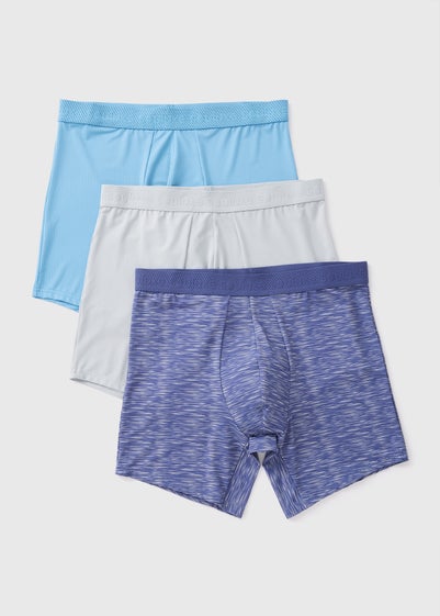 3 Pack Blue Marl Sports Boxers