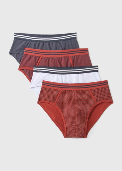 4 Pack Burgundy Geometric Briefs