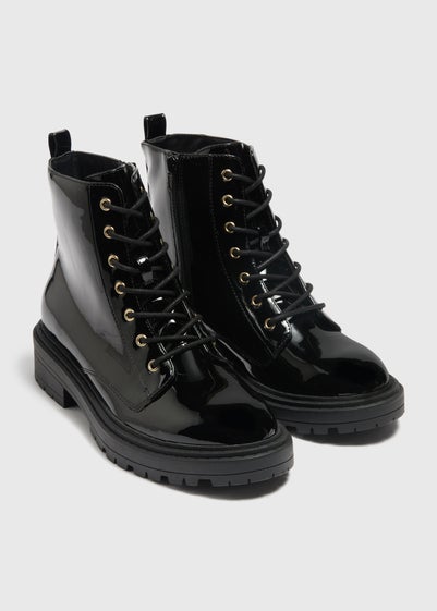 Black Lace Up Boots Matalan