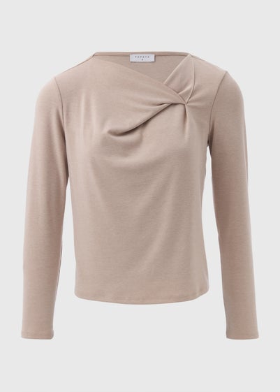 Beige Twist Neck Top