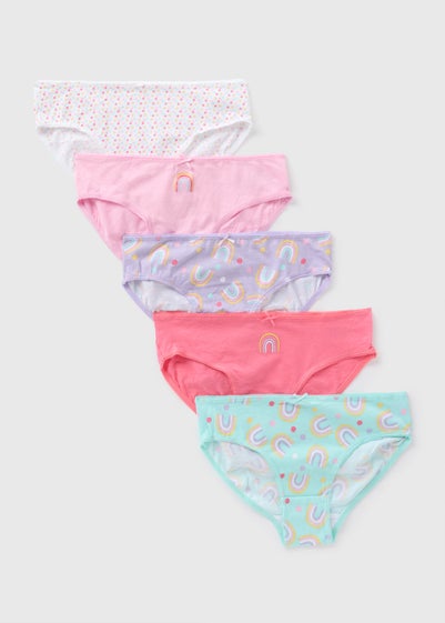 5 Pack Girls Pink Rainbow Briefs (2-11yrs)