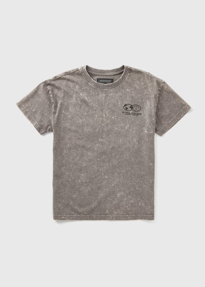 Boys Grey Acid Wash T-Shirt (7-15yrs)