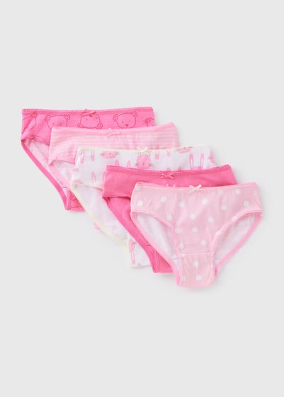 5 Pack Girls Pink Animal Knickers (2-13yrs)