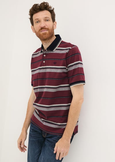 Lincoln Burgundy Stripe Polo Shirt