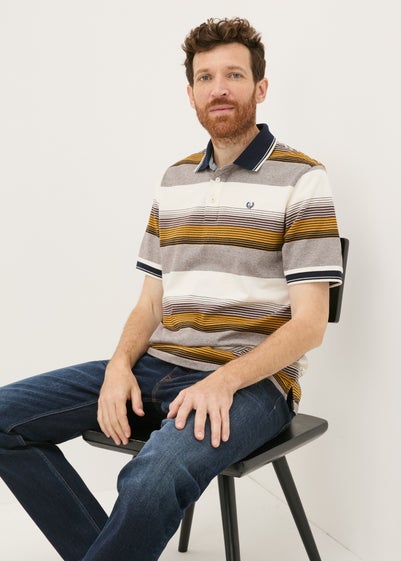 Lincoln Brown Stripe Ombre Polo Shirt