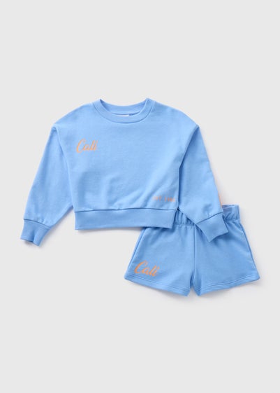 Girls Blue California Sweatshirt & Shorts Set (7-15yrs)