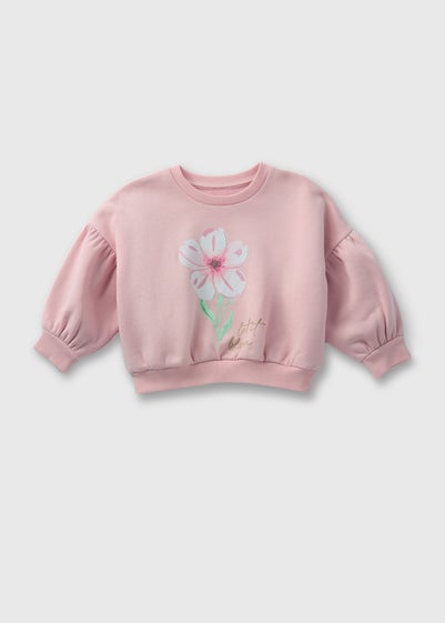 Girls Pink Flower Sweatshirt (1-7yrs)