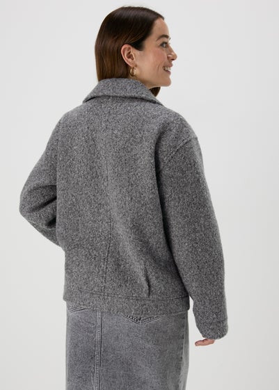 Papaya Petite Grey Boucle Biker Jacket