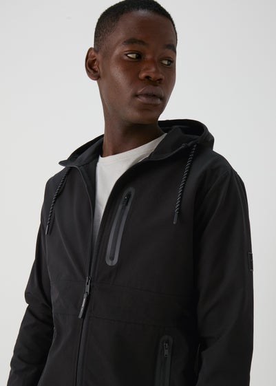 Black Hooded Windbreaker Jacket