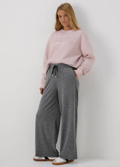 Papaya Petite Grey Textured Straight Leg Trousers