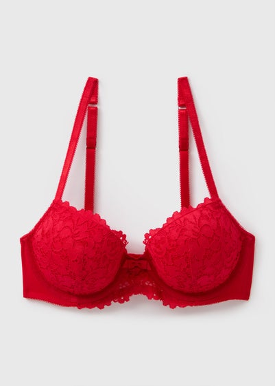 Red Lace Detail Bra