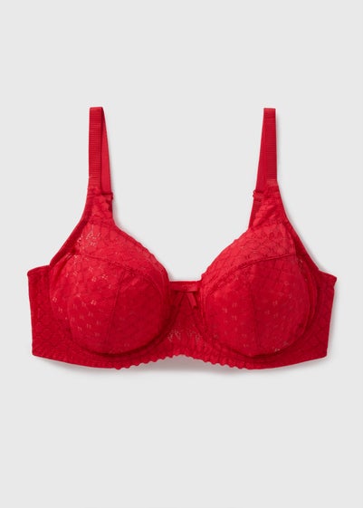 Red DD+ Lace Bra