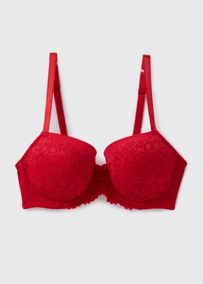 Red DD+ Lace Padded Bra