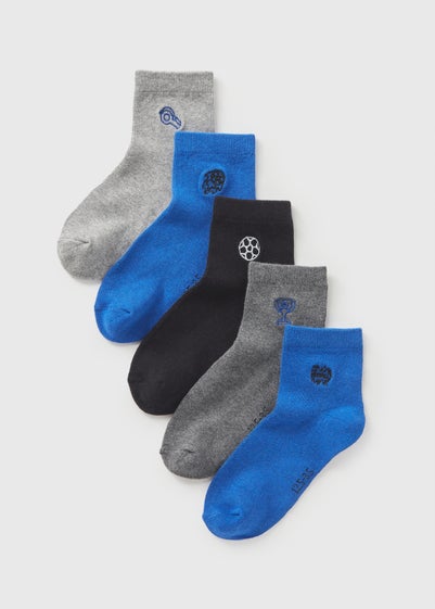 5 Pack Boys Multicolour Football Socks (Younger 6-Older 6.5)