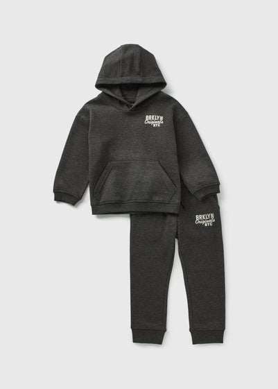 Boys Charcoal NYC Hoodie & Jogging Bottoms Set (1-7yrs)