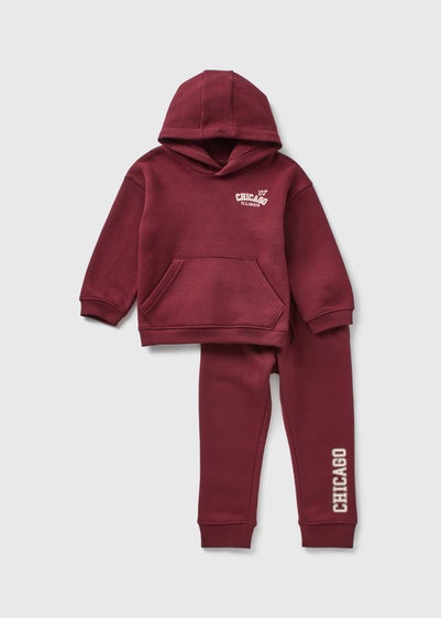 Boys Burgundy Chicago Hoodie and Joggers Set (1-7yrs)