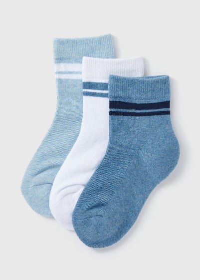 Kids 3 Pack Blue Sports Socks (Younger 6 - Older 6.5)