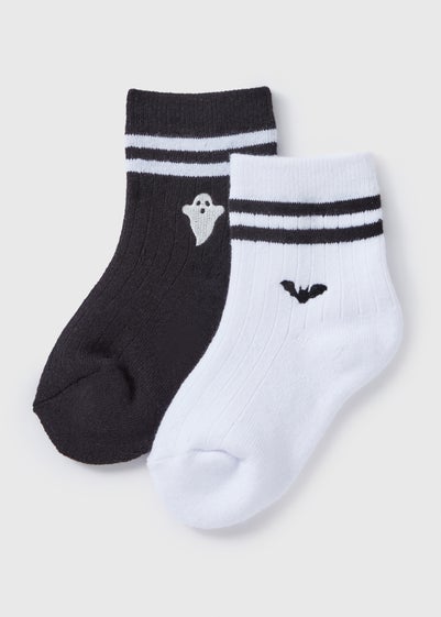 2 Pack Boys Black Halloween Socks (Younger 6-Older 6.5)