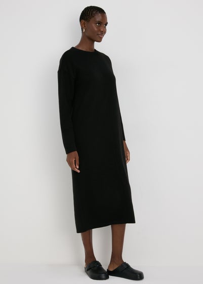 Black Ribbed Midi Dress