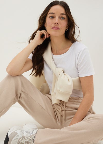 Beige Straight Jogging Bottoms