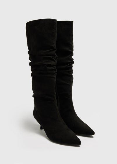 Black Pointed Knee High Boots